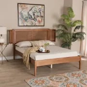 Picture of Marissa Natural Wood Bed with Curved Headboard