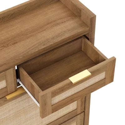 Rivanne - Natural Wood Shoe Cabinet with Rattan Front