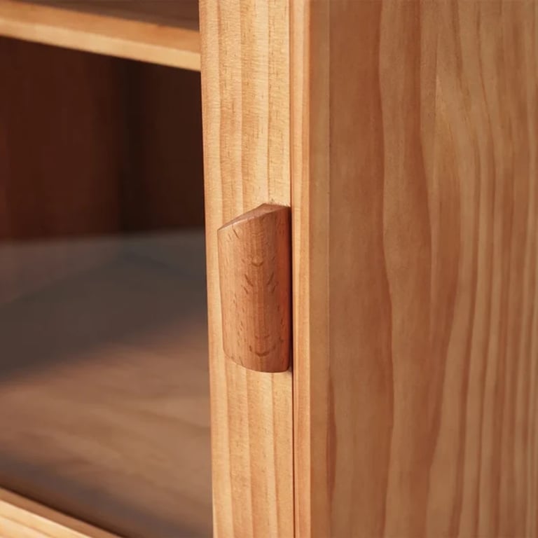 Lezaro Natural Wood Cabinet with Rattan Door