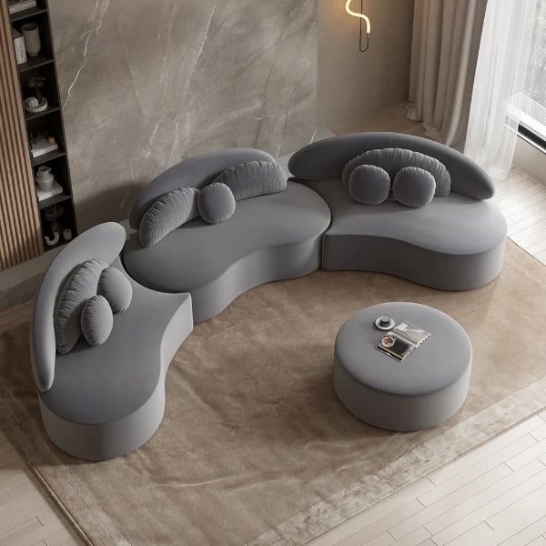 Rotana Curved Floor Sectional Sofa – Artistic 3-Piece Design