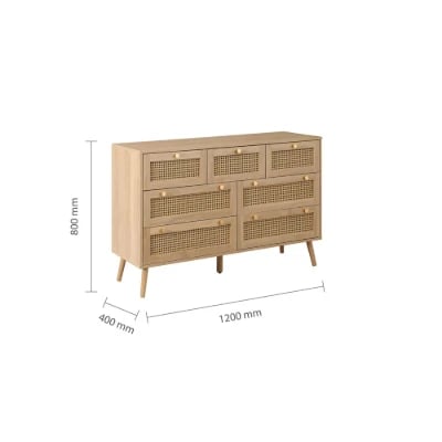 Avenya – Natural Rattan & Wood 6-Drawer Chest