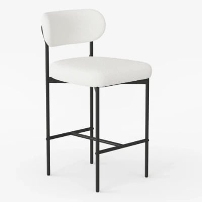 Vellor Upholstered Counter Stool – Black Frame