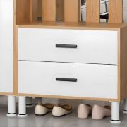 Lirven – Natural Wood Entry Divider Cabinet with Hooks and Storage Drawers