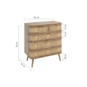 Alina – Curved Edge Rattan Wood 5-Drawer Chest