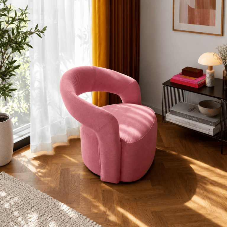 Picture of Patchie Patchwork Accent Chair – Soft Upholstery with Natural Wood Base