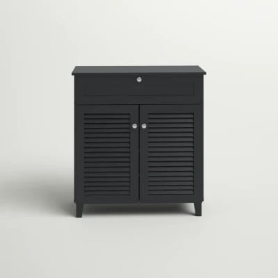 Dark Gray 12 Pairs Manufactured Wood Shoe Storage Cabinet