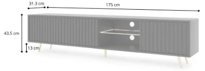 صورة نيدرا  – طاولة تلفاز بتصميم أسود وخشب طبيعي مع أرفف ليد مضيئة