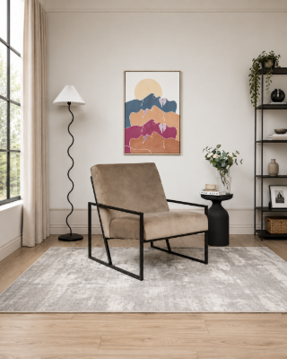 Picture of Vionna Armchair – Elegant Design with Black Frame & Plush Upholstery