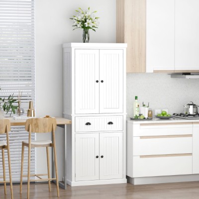 Kity Kitchen Pantry Cabinet – Natural Wood with Dark Modern Finish