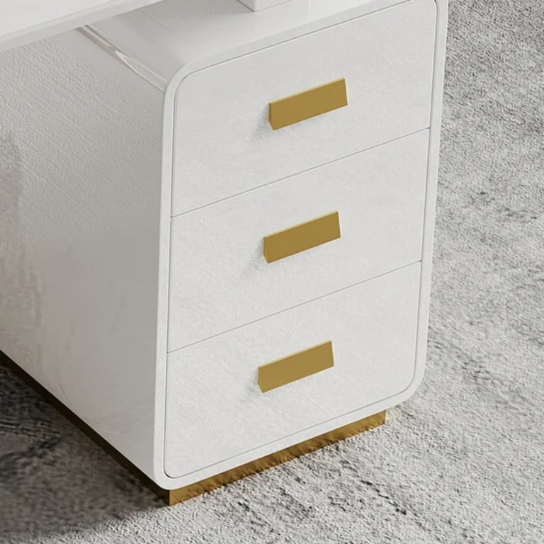 Picture of Jivar – Natural Wood Desk with White & Gold Finish and Castor Feet