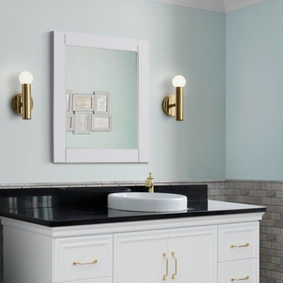 Wood Framed Mirror In Blue