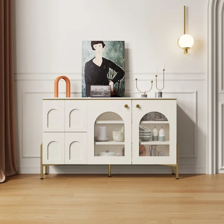 صورة بوفيه مصنوع من الخشب الطبيعي وأرجل معدنية - كريدنزا