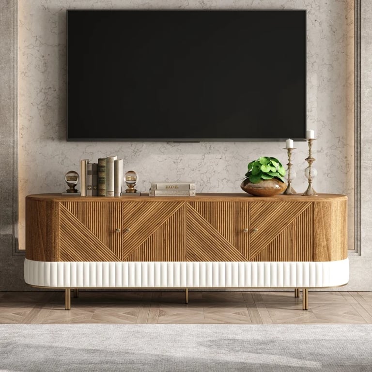 Clairvaux – TV Unit, Coffee Table & Side Table Set in Natural Wood