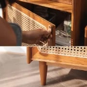 Lezaro Natural Wood Cabinet with Rattan Door