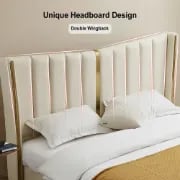 Picture of Luxe Haven Upholstered Bed – Elegant Ivory & Gold