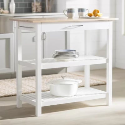 Moppi Solid Wood kitchen Island With Shelves