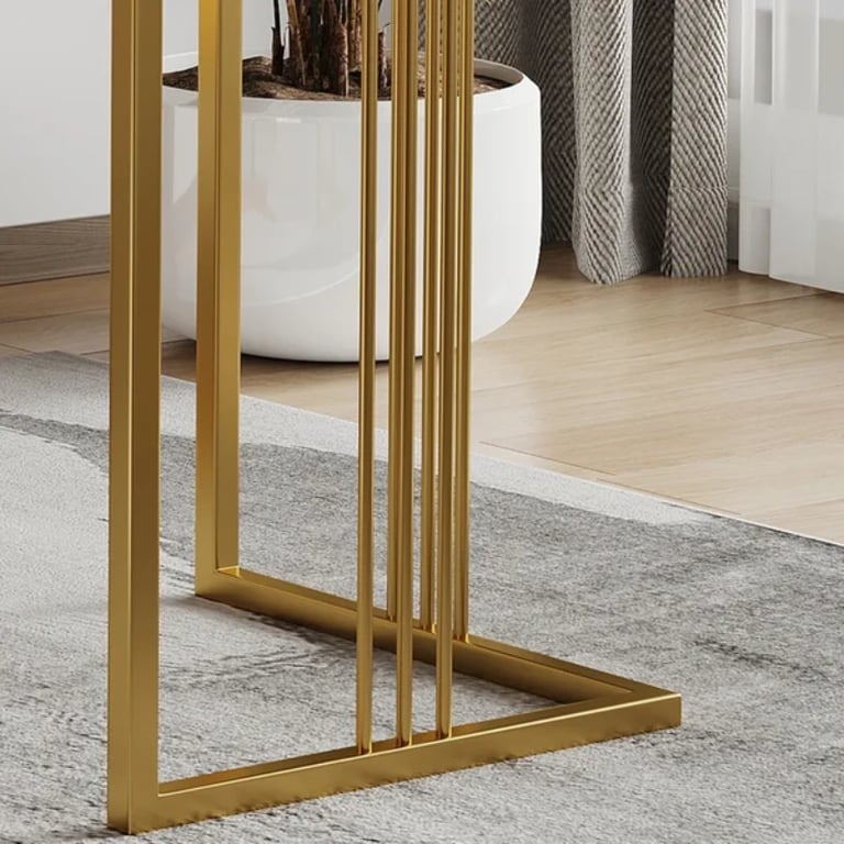 Picture of Jivar – Natural Wood Desk with White & Gold Finish and Castor Feet