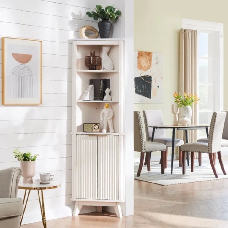 صورة خزانة حمام خشب طبيعي - برونز