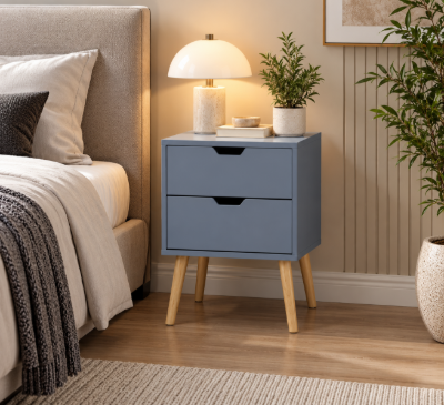 Picture of Grey Modern Nightstand with Drawers