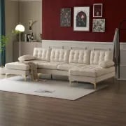Picture of Guevara U-Shaped 3-Piece Sectional – Natural Wood Base