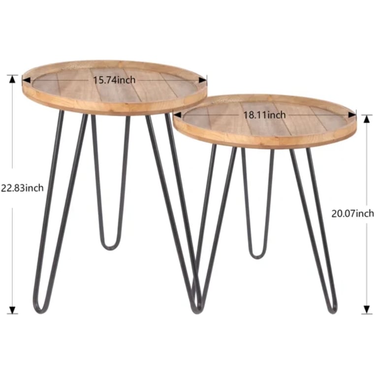 صورة طاولة جانبية حديثة خشب طبيعي هارڤ  - قطعيتن