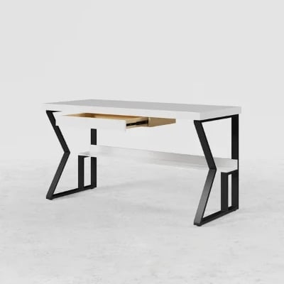 صورة داريل – مكتب كتابة من الخشب الطبيعي مع رف ودرج