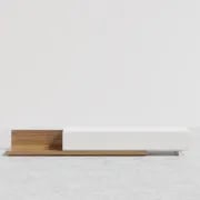 صورة وحدة تلفزيون لوناۤرا قابلة للتوسيع – خشب طبيعي مع 3 أدراج تخزين