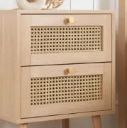Picture of Soma – Rattan Wooden Nightstand with 2 Drawers