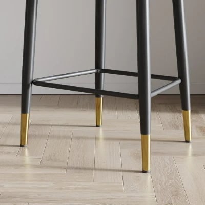 Élégance Bar Stool – Quilted Back with Gold Accents - Natural wood