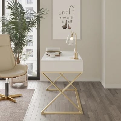 Picture of Hence – Natural Wood Office with Drawer | Modern Rectangular Design