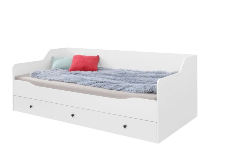 صورة ليفو – سرير أريكة خشب طبيعي مع 3 أدراج تخزين