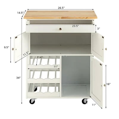 Asac Rolling Kitchen Island with Storage