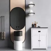 صورة خزانة حمام خشب طبيعي -ميلك