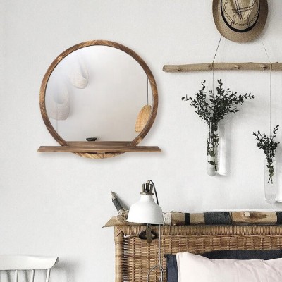 Picture of Keku Natural wood Round Mirror - Mounted