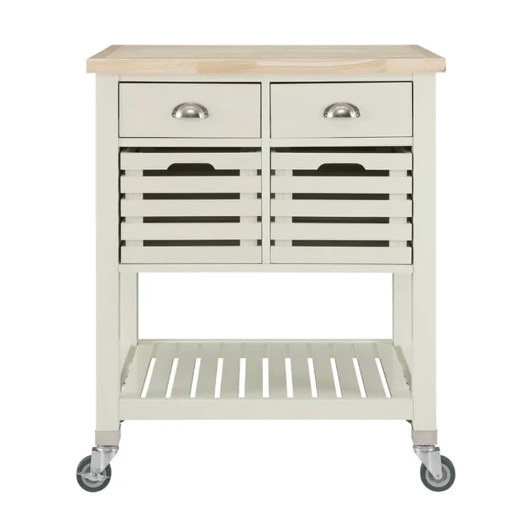 Diwai Rolling Kitchen Cart with Solid Wood Top