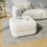 Dario Ottoman – Upholstered Design with Natural Wood Frame