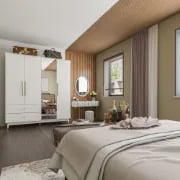 صورة دولاب خشب طبيعي مع مرآة - ميرامير