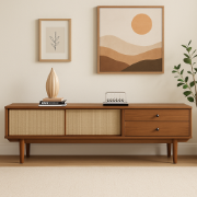 Picture of Caria – Rattan & Natural Wood TV Stand with Drawers