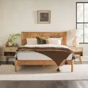 Arden Natural Wood Bed – Vertical Slat Headboard
