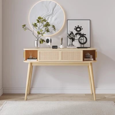 Elara Console Table – Natural Wood