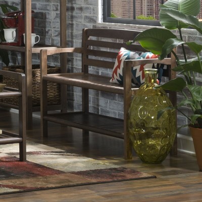 Kitia Solid Wood Shelves Storage Bench