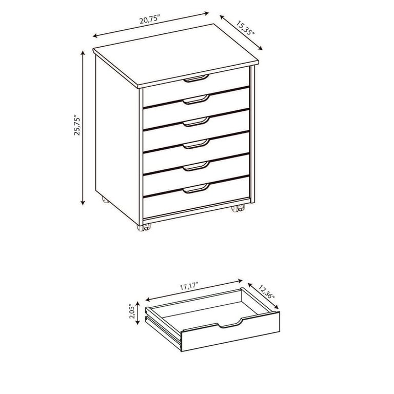 صورة وحدة تخزين بريشاى بـ 6 أدراج بعجلات – عملية وعصرية قابلة للتحريك
