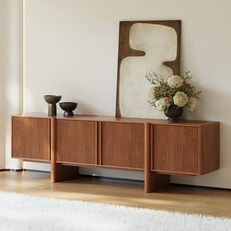 Picture of Tavora Natural Wood Sideboard – Fluted Door Design