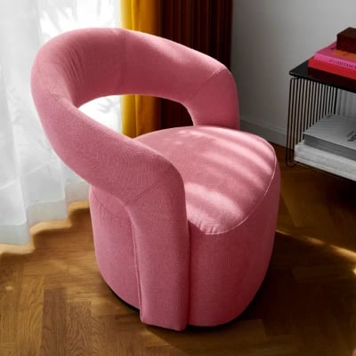 Picture of Patchie Patchwork Accent Chair – Soft Upholstery with Natural Wood Base