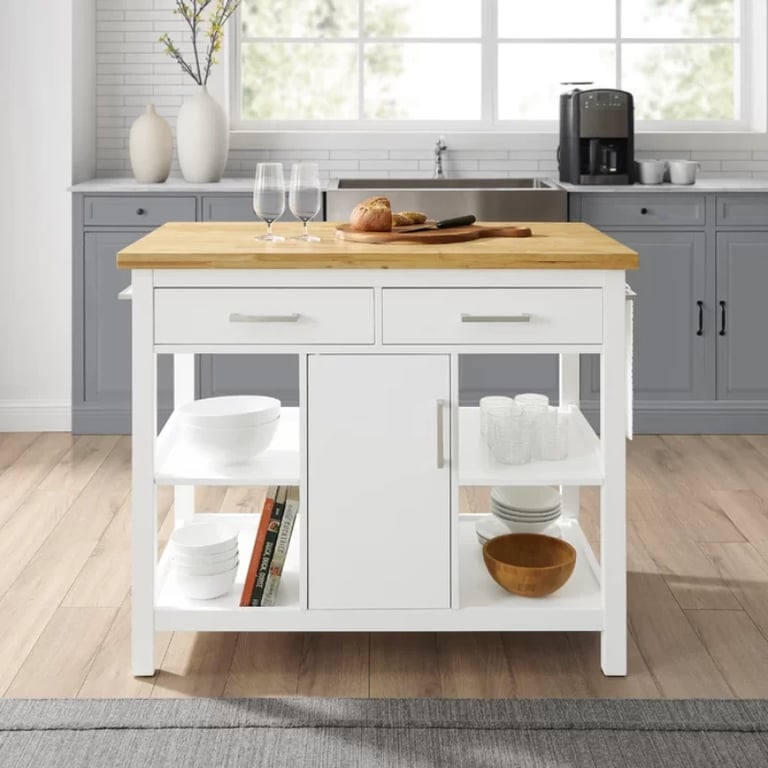 Flury Small Kitchen Island with storage