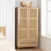 Picture of Celyn – Rattan 2-Door Wardrobe with Drawer