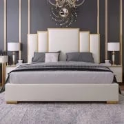 Picture of Regalia Luxe Upholstered Bed – White & Gold Elegance