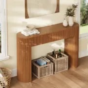 Linea Fluted Console Table – Natural Wood