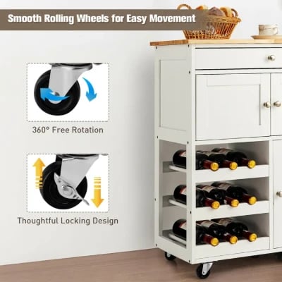 Asac Rolling Kitchen Island with Storage