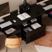 Picture of Clajy – Natural Wood Desk -Modern Desk with 4 Drawers & 1 Cabinet